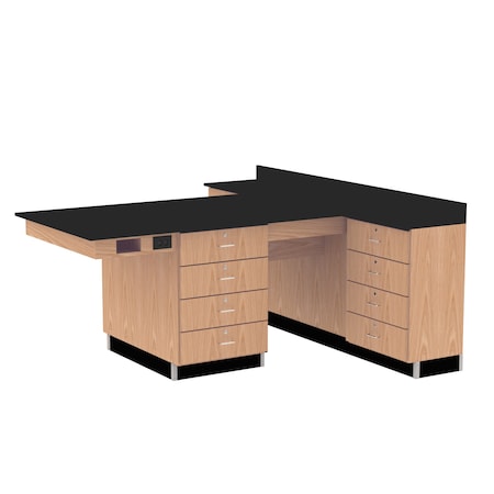 Diversified Spaces Perimeter Workstation, Oak, Wood Frame, 90 in W, Red 2844KF