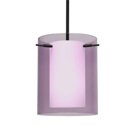 Besa Lighting Besa Pahu 8 Stem Pendant, Transparent Amethyst/Opal, Black Finish, 1x 11W LED 1TT-A00607-LED-BK