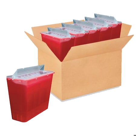 Dealmed Sharps Container 5 Quart H-Style Lid Red, 20PK 781805