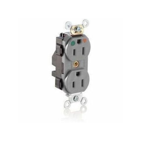 Leviton Lev-Lok Hospital Grade Duplex Receptacle, 15 Amp, 125 Volt M8200-IGG