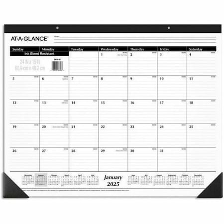 At-A-Glance Ruled Desk Pad, 24 x 19, White Sheets, Black Binding, Black Corners, 12-Month (Jan to Dec): 2025 AAGSK3000