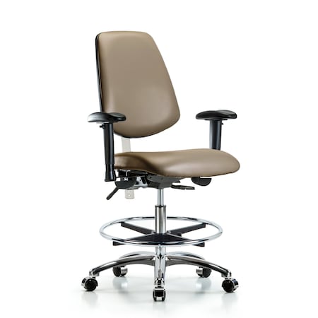 Blue Ridge Ergonomics Vinyl Clean Room Chair, Adjustable Arms BR-NCR-VMBCH-MB-CR-T0-A1-CF-CC-8809