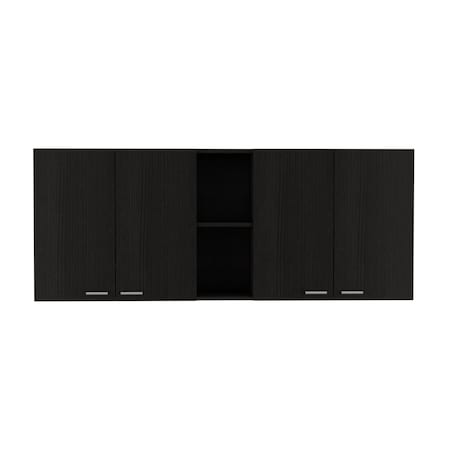 Homeroots 59in Black Wood Wall mounted Accent Cabinet With Five Shelves 478213