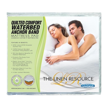 Innomax Quilted Comfort Waterbed Anchor Band Custom Fit Protection Mattress Pad, King Size IN304049