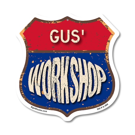 Signmission Gus's Workshop, 6 Inch X 6 Inch, Plastic Sign SHI-P-6-489-GUS