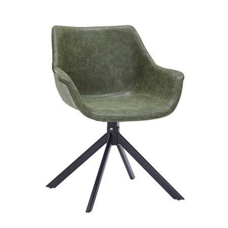 Leisuremod Markley Modern Leather Dining Swival Arm Chair in Green ESCBL-26-G