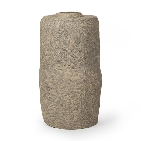 Homeroots 33" Gray Paper Mache Cylinder Floor Vase 608591