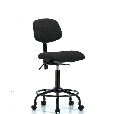 Blue Ridge Ergonomics Chair, Fabric, Med Bench, RT Casters, Blk, No Arms, 22" to 29" Height, Black BR-FMBCH-RT-T0-A0-RC-F42