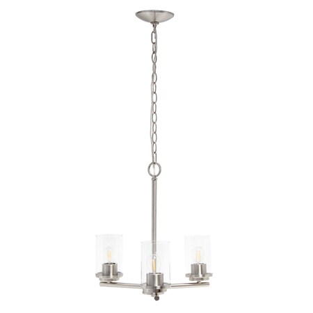 Homeroots Nickel Chandelier Iron Ceiling Light With Clear Shades 651648