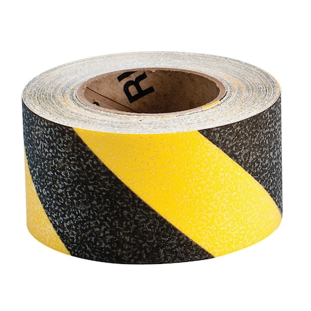 Brady Hazard Marking Anti-Skid Tape Roll - Anti-Skid  Vinyl, Diagonal Stripes, Black on Yellow, 54PK 92417