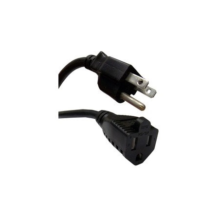 Cable Wholesale SJT Extension Cord, 18 AWG, 1 Outlets, 5-15R, Black, 5-15P, 3 ft 10W1-03203