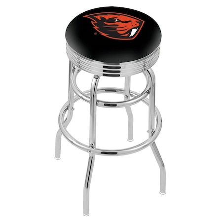 Holland Bar Stool Co 30" Chrome 2-Ring Oregon State Swivel Bar Stool, Accent Ring L7C3C30OregSt