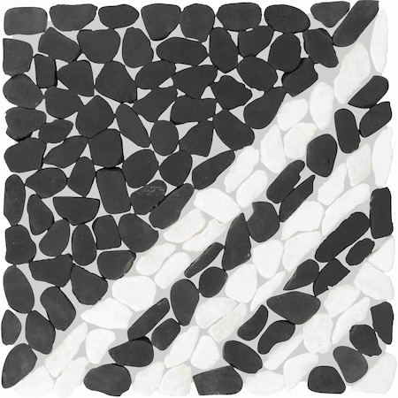 Daltile Pebble Oasis Natural Stone Striped Pebble Mosaic 11in x 11in in Tumbled Stark, 11PK PB35STRPPBLMSTM