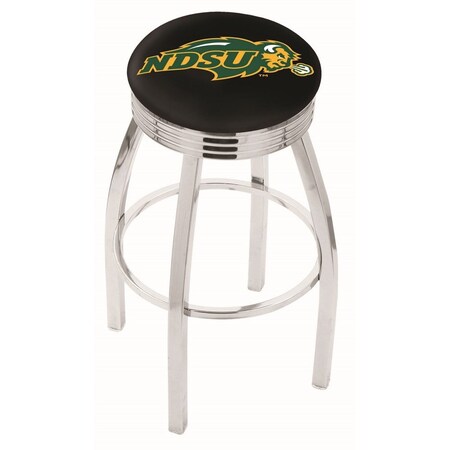 Holland Bar Stool Co 30" Chrome North Dakota State Swivel Bar Stool, Accent Ring L8C3C30NDakSt-B