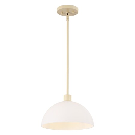 Jonathan Y Solene 11.75" 1-Light Modern Contemporary Adjustable Metal/Glass Dome LED Pendant, Almond/White JYL9565B