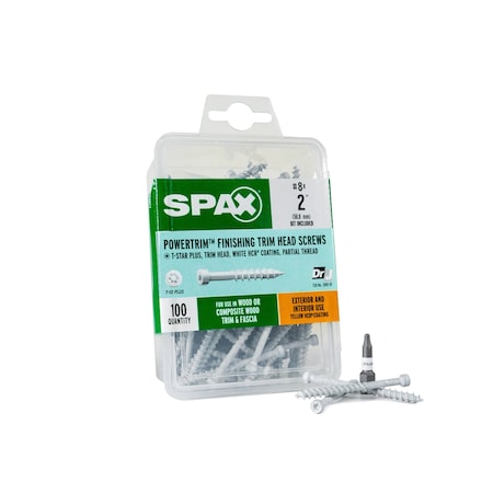 Spax #8 x 2 in Exterior / Interior Finish Partial Thread Powertrim Trim Head T-Star Plus, 100PK 42318304005068