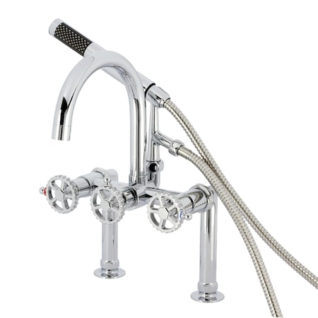 Kingston Brass 7" Center Deck-Mount Clawfoot Tub Faucet with Hand Shower, Polished Chrome AE8101CG