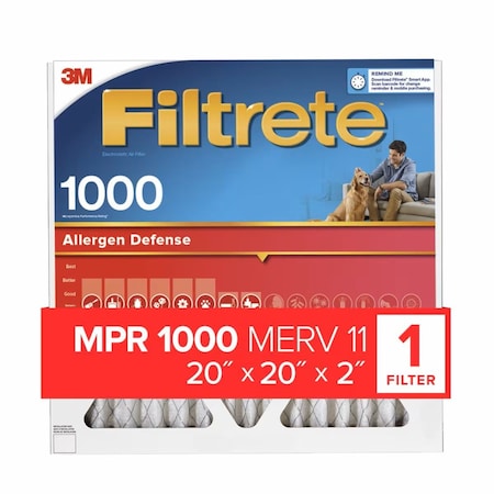 3M 20x20x2 1000MPR Filtrete Pleated Air Filter NADP02-2IN-4