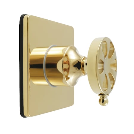 Kingston Brass Single-Handle Three-Way Diverter Valve with Square Trim Kit, Polished Brass KS3042RX