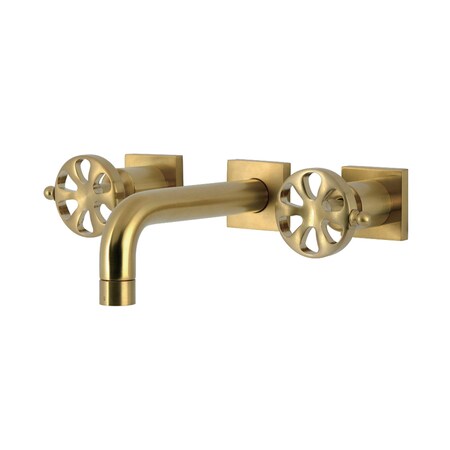 Kingston Brass Double-Handle Wall Mount Bathroom Faucet, Brushed Brass KS6127RX