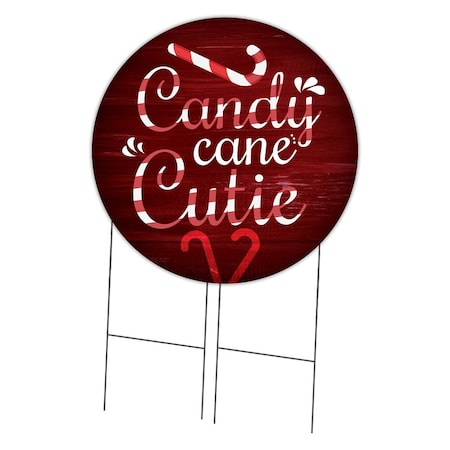 Signmission Candy Cane Cutie Double Sided Corrugated Plastic Circle Yard Sign, C-36-CIR-DS-WS-Candy Cane Cutie C-36-CIR-DS-WS-Candy Cane Cutie