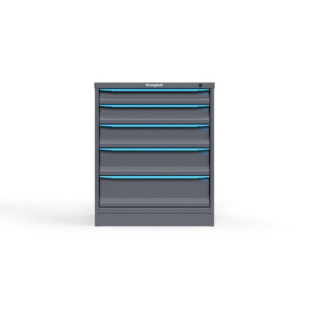 Strong Hold 5 drawer cabinet - (1x 3ft, 1x 4ft, 1x 5ft, 1x 6ft, 1x 7ft) - Blue accents - Keyed Alike S3036-PPAAS-0503FS