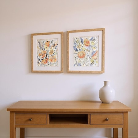 Homeroots Set Of Two Bursting Wildflowers Brown Framed Wall Art, 2PK 649160