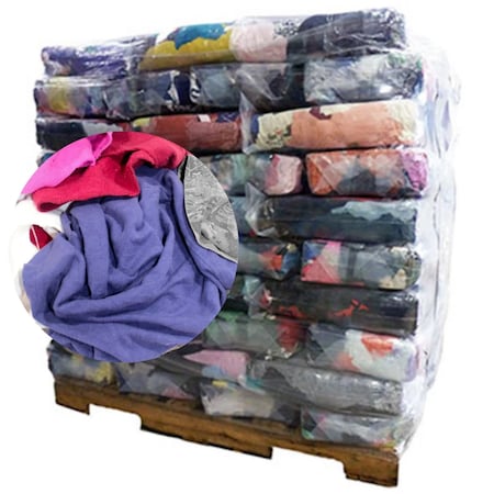 Supremeplus Recycled Color Linen Mixed Material Cleaning Rags, 960 lbs. Pallet, 96 x 10 lbs. Bags, 96PK SP-9084