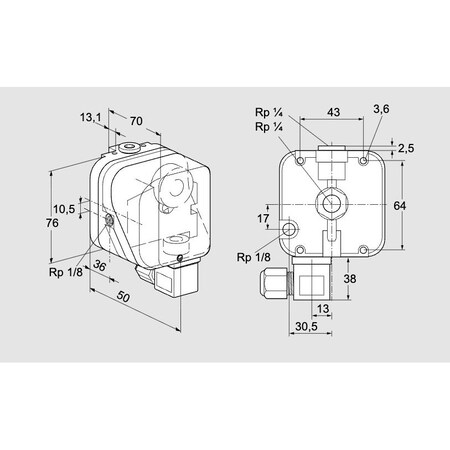 Honeywell Kromschroder SW, PRESS, GAS, DG 50UG 6K2 KS84447379