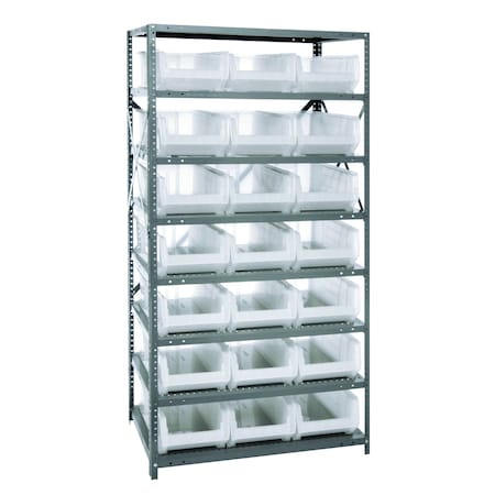 Quantum Storage Systems 8 SHELF UNIT W/21 HULK BINS CLEAR 2475-952CL