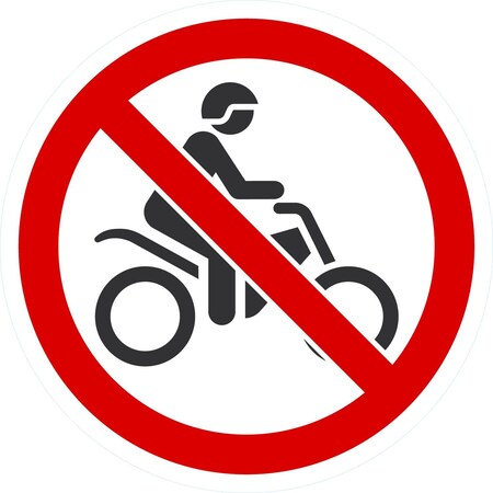 Lyle ISO No Motorbikes Symbol, 10x10, Non-Reflective, White G-1021-ND_10x10