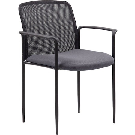 Boss Guest Chair, Black Back, 24" L 33" H, Fixed, Mesh Seat B6909-GY