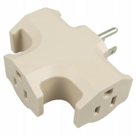 Lightluz Master Electrician Heavy Duty 3 Outlet Adapter - Beige, 24PK LI3240485