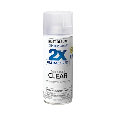 Rust-Oleum Spray Paint, Clear, Semi-Gloss, Solvent, 12 oz 249859