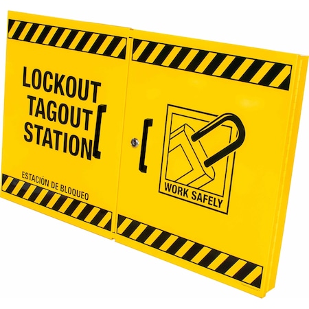 Encore Packaging Lockout Tagout Station - Large - 32.25 in x 20.75 in x 2.5 in - Yellow IFS-5730-LG