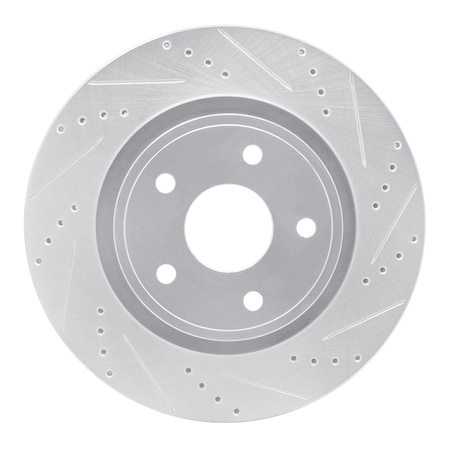 Dynamic Friction Co DFC Brake Rotor - Drilled and Slotted - Silver 631-40104R