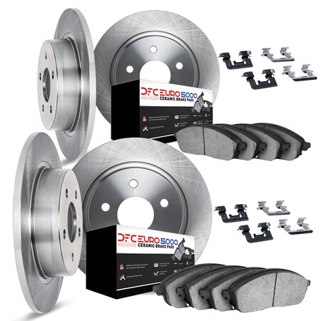 Dynamic Friction Co DFC Rotors with EURO 5000 Ceramic Brake Pads includes Hardware 6614-63020