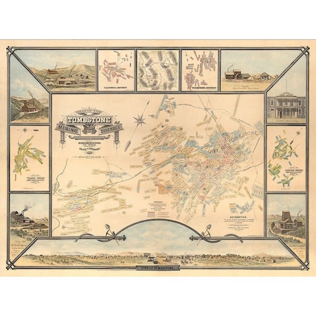 Homeroots 24" X 32" Map Of Tombstone Mining District Vintage Travel Poster Wall Art 391978