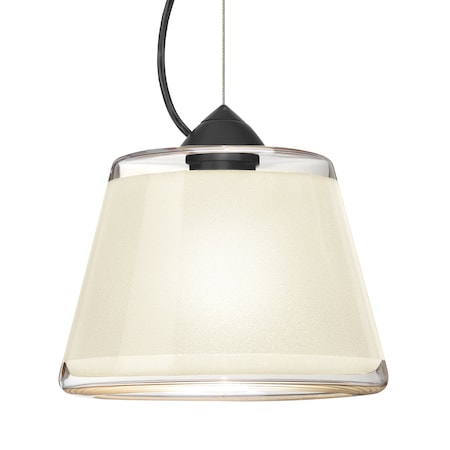 Besa Lighting Besa Pica 9 Pendant, White Sand, Black Finish, 1x 9W LED 1KX-PIC9WH-LED-BK