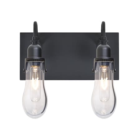 Besa Lighting Wish Wall, Clear, Black, 2x60W Incandescent 2WG-WISHCL-BK
