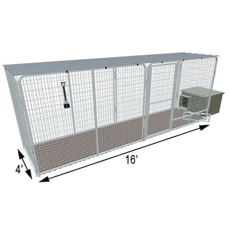 K9 Kennel Store 4ft X 16ft Complete K9 Condo PRO Dog Kennel and Cube Dog House CCO4X16PR