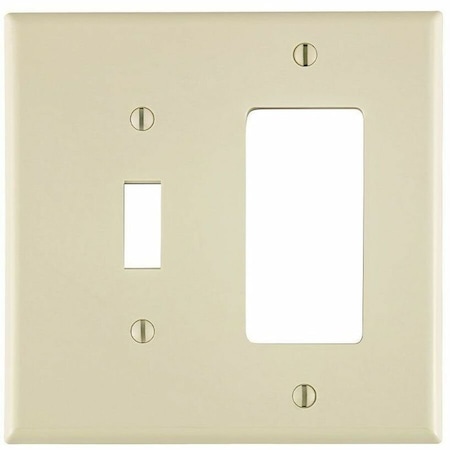 Leviton Combination Wallplate, Midway Size, Gang 2, Light Almond PJ126-T