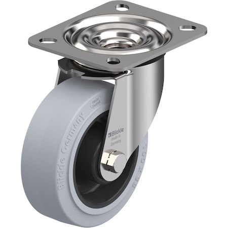 Zoro Select Swivel Plate Caster, Rubber, 4 in., 330 lb. LEX-POEV 100XR-SG