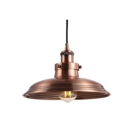 Jonathan Y Bedford 11" Adjustable Iron Industrial Rustic LED Pendant, Copper JYL9529A