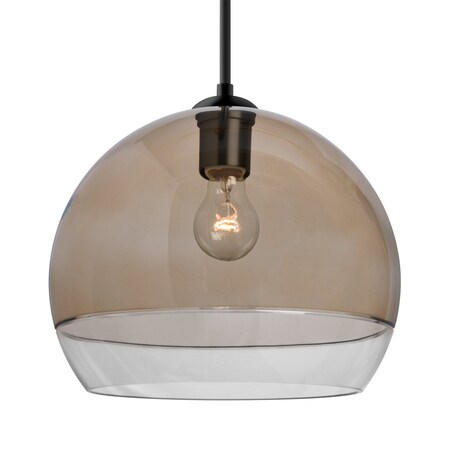 Besa Lighting Besa Ally 12 Pendant, Smoke/Clear, Black Finish, 1x 60W MAX E26 Base 1JT-ALLY12SM-BK