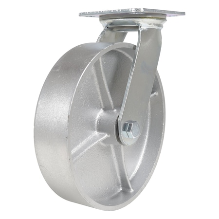 Vestil Cast Iron/Steel Swivel Caster 8 In. Diameter x 2 In. Width 1760 Lb. Capacity Silver CST-VE-8X2CI-S