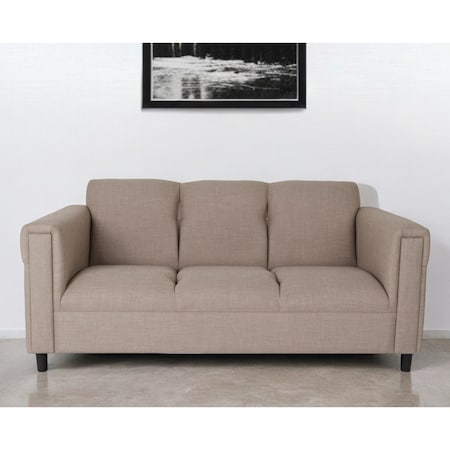 Homeroots 72" Beige Polyester Sofa With Black Legs 530465