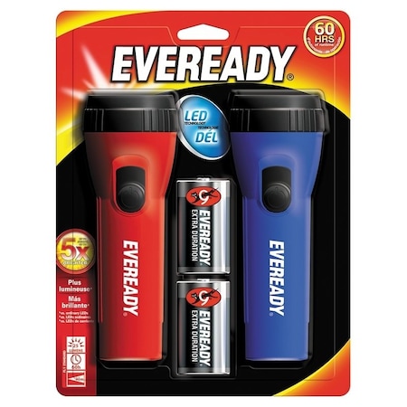 Energizer Flashlight, D Battery, Carbon Zinc Battery, LED Lamp, 9 Lumens, 57 m Beam Distance, 50 hr Run Time EVEL152S