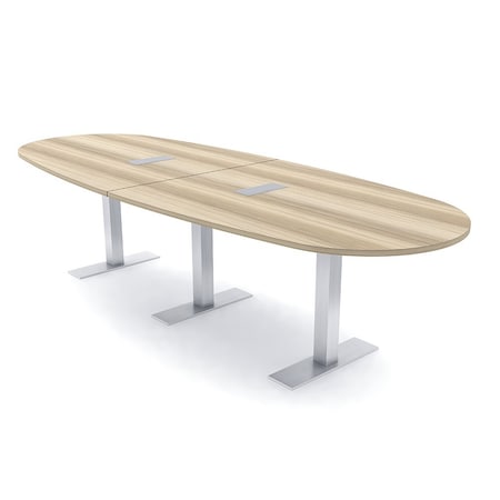 Skutchi Designs 10ft Conference Table With Power Unit | 10 Person Modular Boval Meeting Table | Harmony Series HAR-BOVL-48X120-T-K525-ESIL