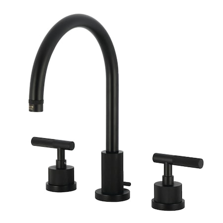 Kingston Brass Widespread Bathroom Faucet with Knurled Handle and Brass Pop-Up, Matte Black KS8920KNL
